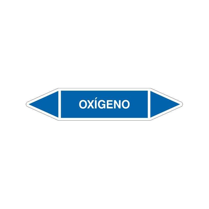 TUB00CT-Etiquetas tuberías color Azul con texto Oxígeno