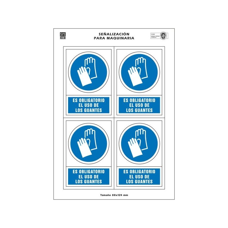 4003EM-Etiquetas maquinaria "Es obligatorio el uso de guantes"