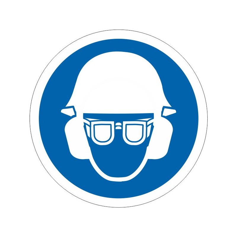 SYSSA Señalización - ,Señal Es obligatorio el uso de casco, gafas y protección acústica