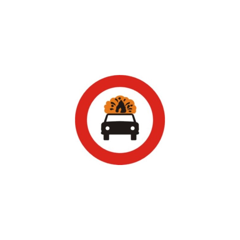 R109-Entrada prohibida a vehículos de transporte mercancías explosivas o inflamables- TIPO MOPT