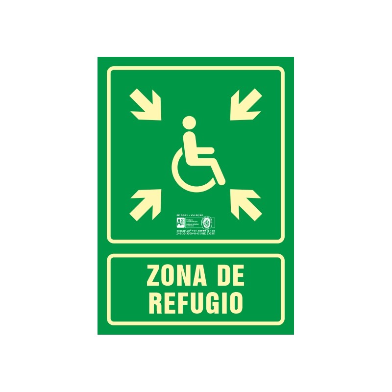 SYSSA Tienda Online - Señal Zona de Refugio Fotoluminiscente - Referencia 5101F