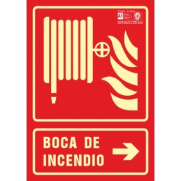 SYSSA  - Señal Boca de incendio flecha derecha - Fotoluminiscente