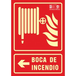 SYSSA - Señal Boca de incendio flecha izquierda - Fotoluminiscente